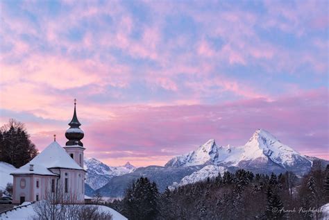 Watzmann At Sunrise With Church Bavaria Germany Alps Military