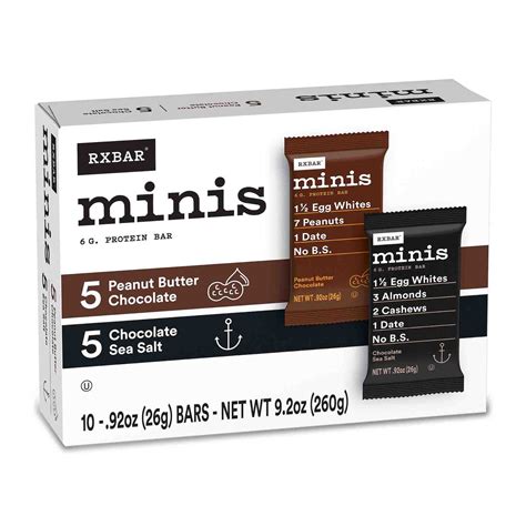 Rxbar Minis Peanut Butter Chocolate And Chocolate Sea Salt Protein Bars