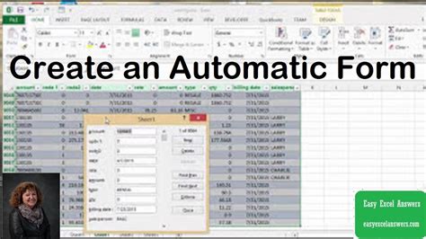 Creating A Form In Excel
