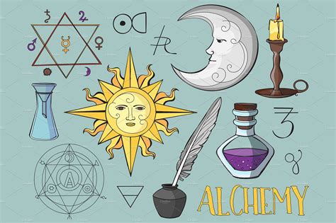 Set of trendy vector Alchemy symbols | Pre-Designed Illustrator ...