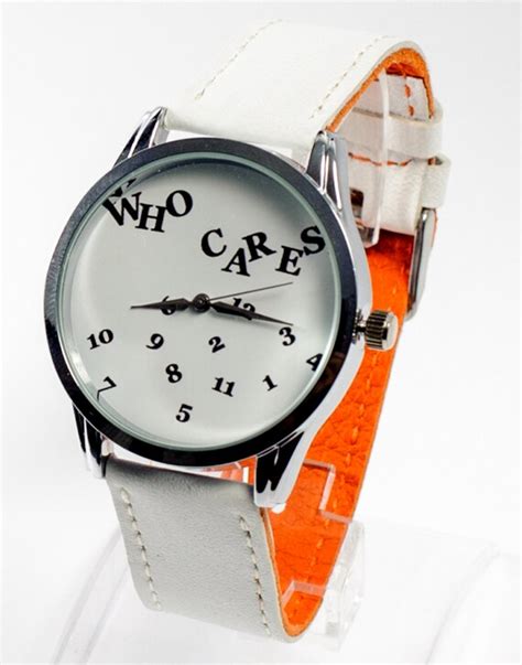 Pretty White Leather Wristband Watch Who Cares Attitude Girls Women