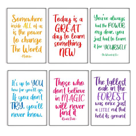 Set Of 6 Classroom Quote Prints Education Quote Posters Teaching