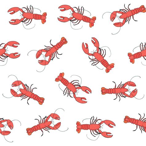 Premium Vector Lobster Sea Food Vector Seamless Pattern