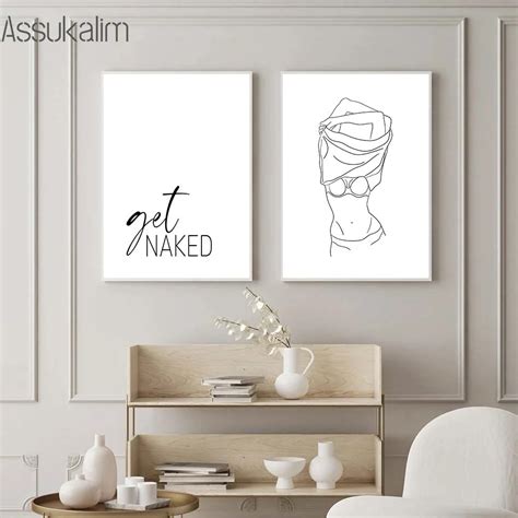 Modern Minimalism Wall Art Posters Abstract Naked Canvas Painting Line