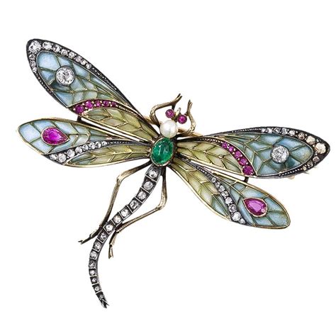 Art Nouveau Plique A Jour Dragonfly Brooch At 1stdibs