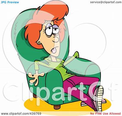 Exhausted Sitting Woman Chair Cartoon Clip Arm