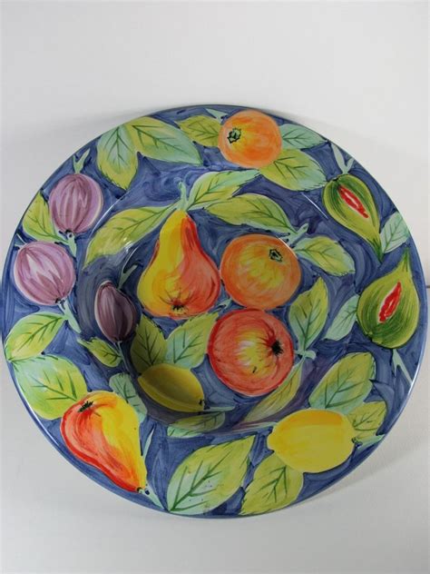 Hand Painted Fruit Bowl Made In Italy For Neiman Marcus Hand Painted