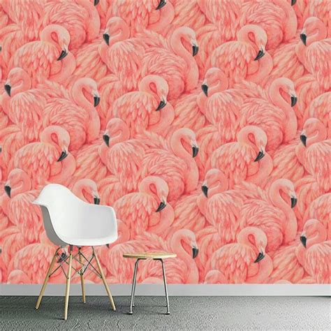 Beibehang Custom 3d Wallpapers Hand Painted Flamingo Florist European