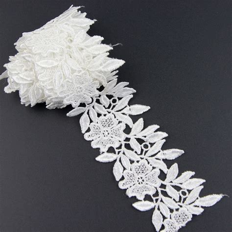 2 Yards Lace Trim Ribbon For Wedding Bridal Dress Embroidered Diy