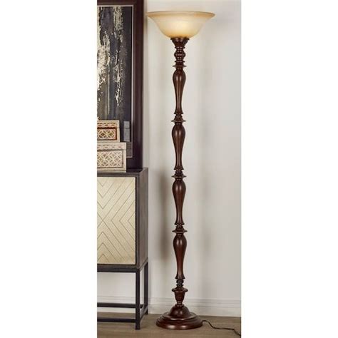 Brown Tempered Glass Torchiere Floor Lamp Bring Light And