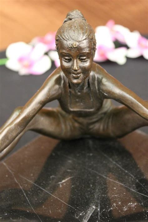 Art Deco Contemporary Olympian Gymnast Nude Girl Bronze Statue