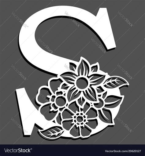 Letter Silhouette With Flowers Letter S Royalty Free Vector