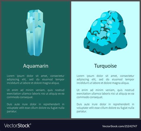 Aquamarine And Turquoise Blue Minerals Posters Set