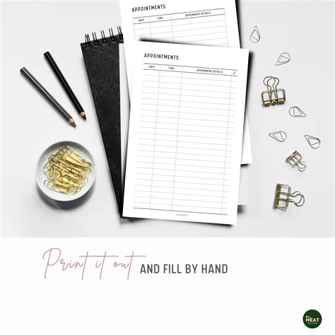 Appointment Tracker Printable Planner, PDF, 2 Versions, A4, A5, Half