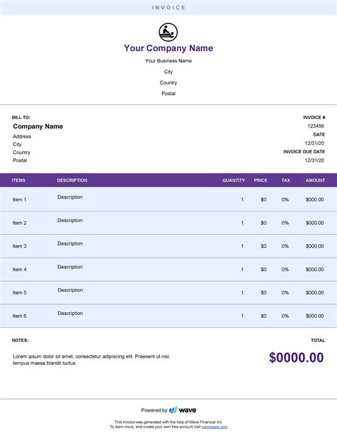 Massage Therapy Invoice Template Free Download