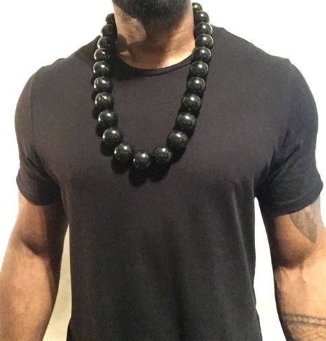 African Inspired Chunky Black Beaded Necklace 30mm Black Bead