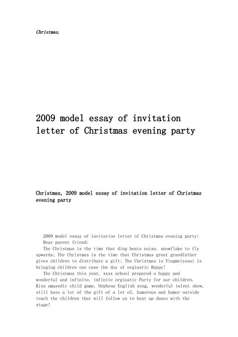 christmas invitation letter invitation   christmas
