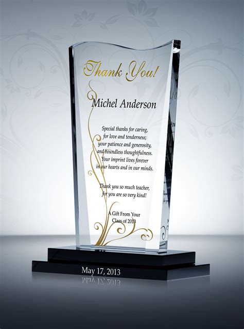 Wave Shaped Appreciation Award Plaque Thank You Teacher Ts Award