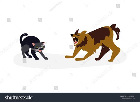 Cat Vs Dog Concept Dog Attack Stock Vector Royalty Free 1614648541