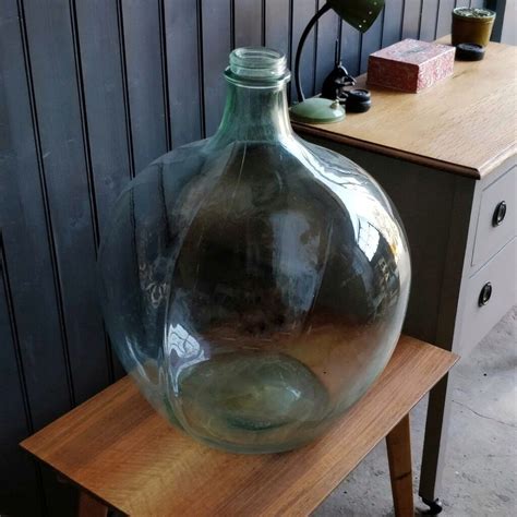 Large Glass Bottle Vintage Handmade Glass Bottle Round Bottle Rustic Bottle In Lee On The