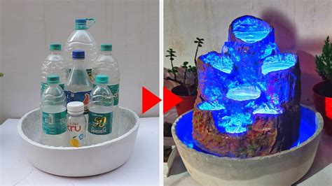 Amazing Water Fountain With Plastic Bottle And Led Diy Youtube