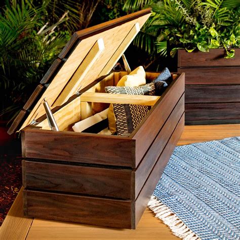 We did not stain our bench as we like the look of it the way it is. How to Build an Outdoor Storage Bench | Family Handyman