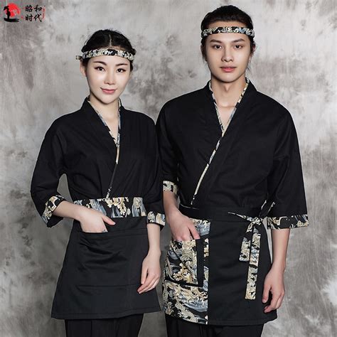 2019 Chef Uniforms Japanese Kimono Korean Style Sushi Work Clothes Restaurant Chef Service