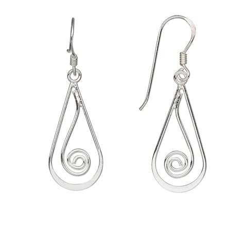 Earring Sterling Silver X Mm Teardrop With Spiral Sold Per Pair