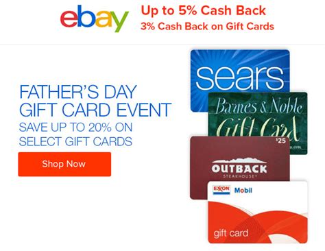 Details on the free ebay $10 gift card the perfect gift, every time. Ebates Offering 3% Cash Back on Gift Card Purchases Made On eBay + Possible Father Day Sale ...