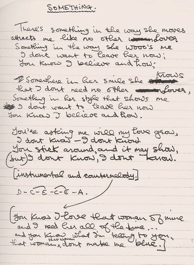 George Harrisons Handwritten Lyrics For “something” Les Beatles Beatles Illustration Photo