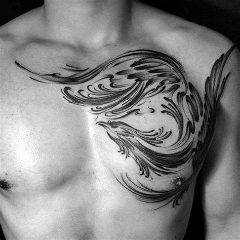 Phoenix Brush Stroke Male Chest Tattoo Sketch Tattoo Design Tattoo
