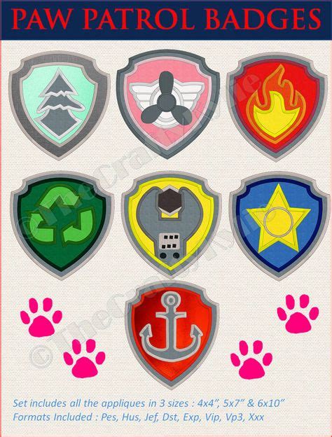 Paw Patrol Badges Shield Applique Set Paw Patrol Badge Paw Patrol