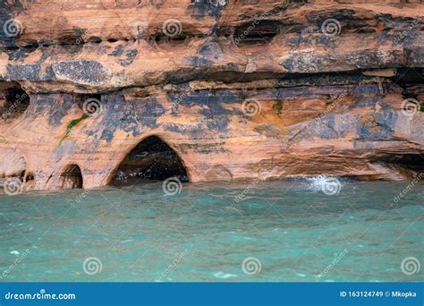 Extreme Close Up Of Mainland Sea Caves Along The Apostle Islands