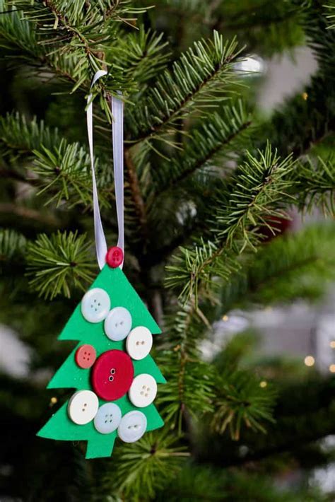 Button Christmas Tree Ornaments Holiday Preschool Craft Mamas Must
