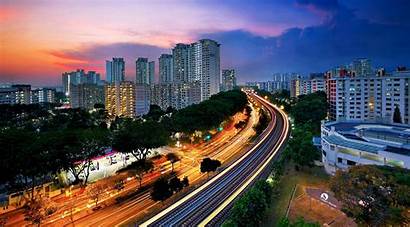 Singapore Wallpapers Backgrounds Road Night Street Sunset