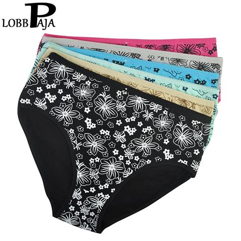 Lobbpaja Lot 6 Pcs Plus Size Women Underwear Cotton High Waist Sexy