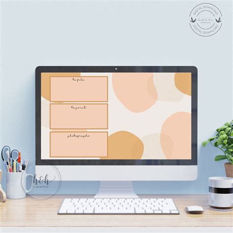 Set Of 3 Boho Teacher Desktop Background Printable Calendar Etsy