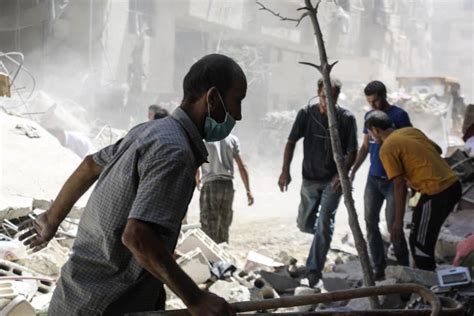 Aftermath Of Assad Regime Strikes On ‘de Conflict Zone Middle East