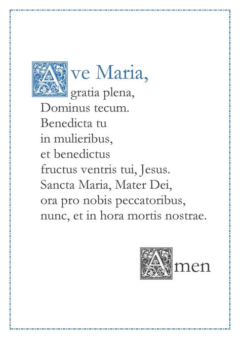 Ave Maria Hail Mary Latin Catholic Prayer Card Printable A4 Wall Art