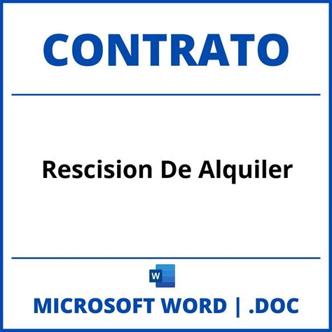 Contrato De Rescision De Alquiler En Formato Word