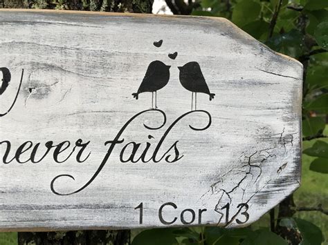 Love Never Fails 1 Cor 13 Painted Wood Sign Etsy