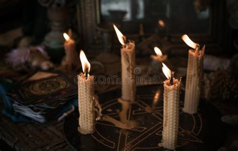 Magic Concept Paganism And Wicca Rite Altar Of Witch Stock Image