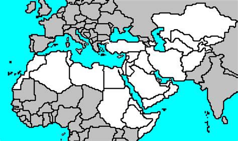 Blank Physical Map Of North Africa And Southwest Asia