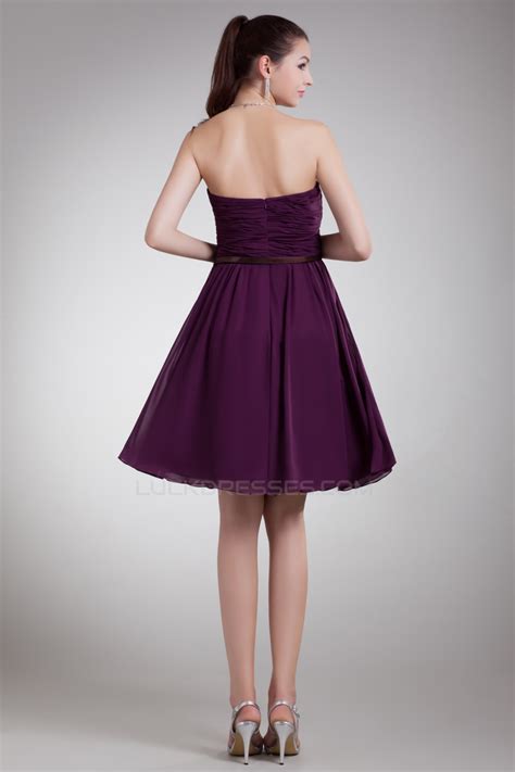 sleeveless strapless knee length chiffon short purple bridesmaid dresses 02010532