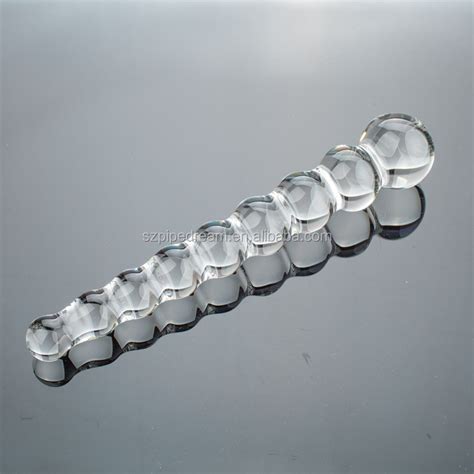 Crystal Clear 9 Bead Glass Dildo Anal Beads Butt Plug Sex Toy Female