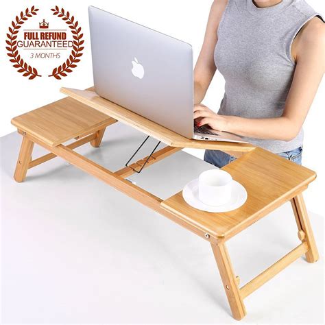Ej Life Portable Bamboo Foldable Laptop Desk Notebook Adjustable