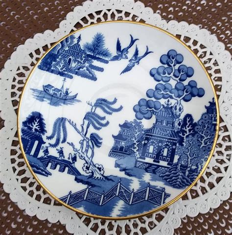 Coalport Willow Pattern China Saucer Vintage Blue And White Willow