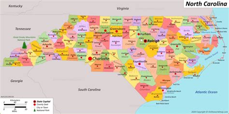 Nc Map Of Counties And Cities Us States Map