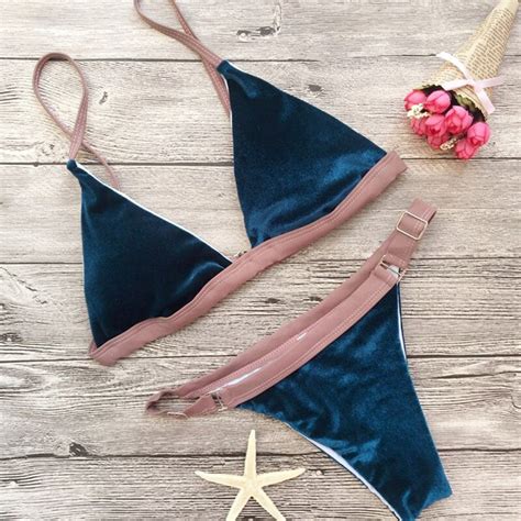 sexy women swimsuits 2018 new pop solid swimwear women triangle bikini set bandage push up