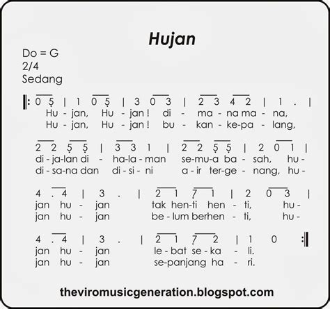 The Viro: Notasi Lagu Hujan-Hujan